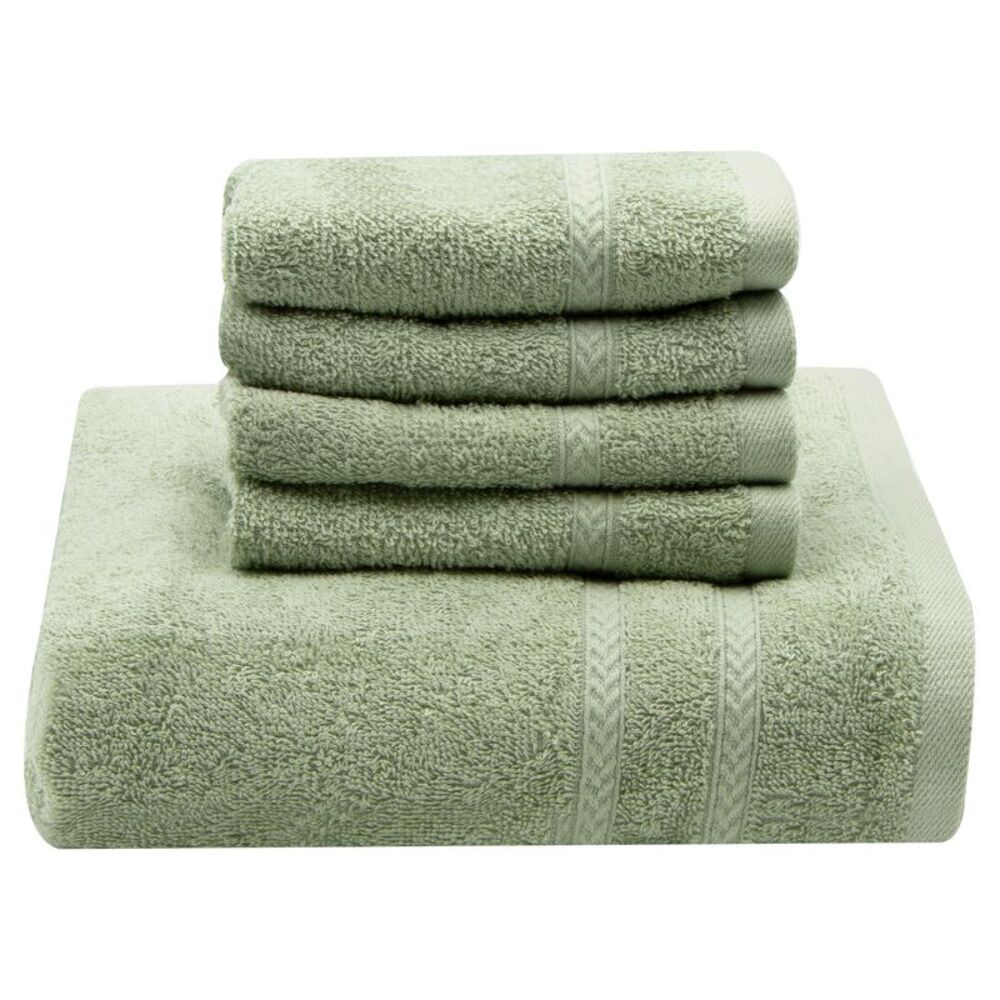 Gold Coast Ringspun 100% Cotton Bath Sheet with 4 Washcloths in Green